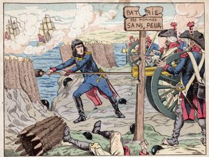 NAPOLEON AT TOULON - (Toulon Siege) 1793 - litografi av Job (Jacques Onfroy de Breville) fra "" Le Grand Napoleon des Petites Enfants""" 1893 av pseudonym for Onfray de Breville Jacques Job