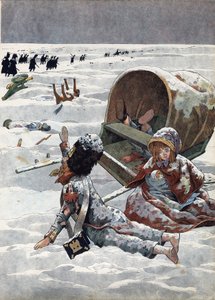 Scene fra Frankrikes historie i leker: Episode av Russlands retrett under Napoleonskrigen (1812). I "" Joujoux a l