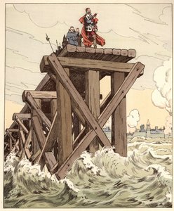 The fog is very great on France but the sun will dissipate them words of Armand Jean du Plessis, cardinal of Richelieu (1585-1642) with in hand a Quinte-Curce (Quinte Curce) on the dam built for the seat of La Rochelle in 1628. Illustration of Job (Jacques av pseudonym for Onfray de Breville Jacques Job