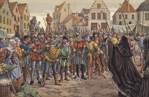 Mary, hertuginne av Burgund, bønnfalt folket i Gent om livet til to av hennes fars rådmenn som hadde vært i korrespondanse med kong Louis XI av Frankrike
