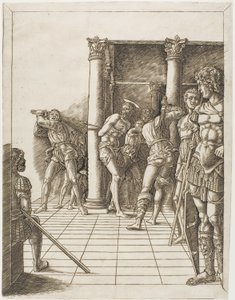 Kristi flising, med fortauet av school of Andrea Mantegna