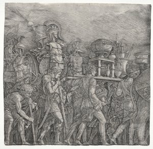 The Triumphs of Caesar: The Corselet Bearers av school of Andrea Mantegna