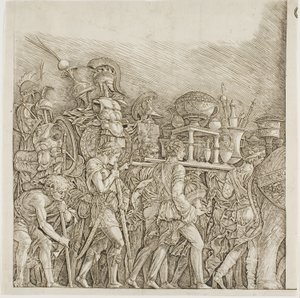 Triumph of Caesar: Soldiers Carrying Trophys av school of Andrea Mantegna