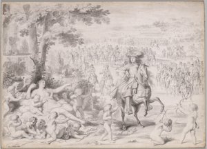 Ludvig XIV fanget av Venus av studio of Charles Le Brun