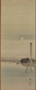 Nattscene ved Sumida-elven av studio of Utagawa Hiroshige