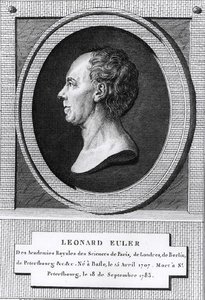 Portrett av Leonard Euler (1707-83) (gravering) (s/hvitt foto) av the Younger Dupin
