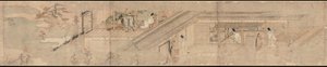 Narrative Picture Scroll om Love Romance of Courtier and Girl at Sumiyoshi av Unknown artist