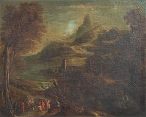 Landskap med bibelske motiver av van de Laeter