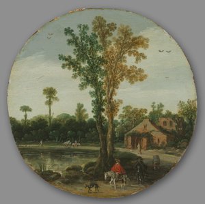 Reisende ved en innsjø, 1625. av van de Velde Esaias