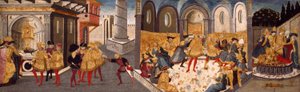 Attentatet og begravelsen til Julius Cæsar av workshop of Apollonio di Giovanni
