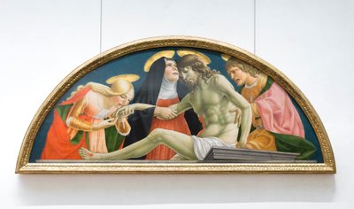 Maria Magdalena, jomfru Maria og evangelisten Johannes sørger over den døde Kristus av (1374 c.1420) Lorenzo da Sanseverino