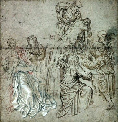 Senterpanel av en tapt triptyk av Campin, muligens tegnet av Vranck van der Stock (1424-95) (penn og kritt på papir) av Master of Flémalle