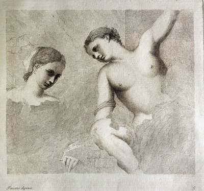 Weibliche Figuren. Unten links 