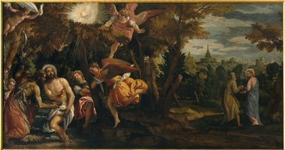 Kristi dåp og fristelse, ca. 1582 (olje på lerret) av Veronese