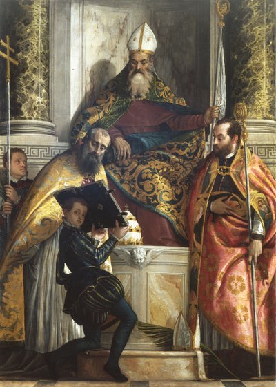 Saint Anthony the Abbed mellom St. Cornelius og St. Cyprian av Veronese