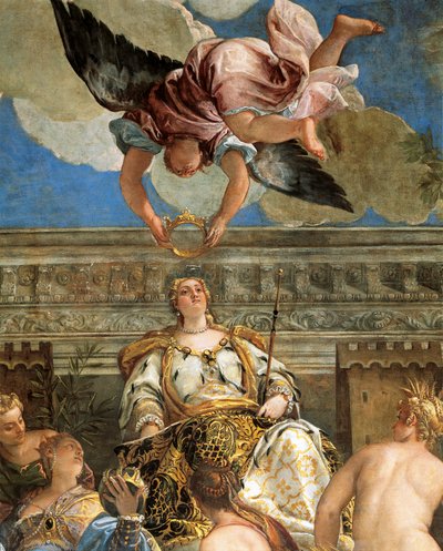 The Apotheosis of Venice av Paolo Veronese (1528-1588), fresco, detalj, Sala del Maggior Consiglio (Hall of Great Council), Palazzo Ducale, Venezia av (1528 88) Veronese