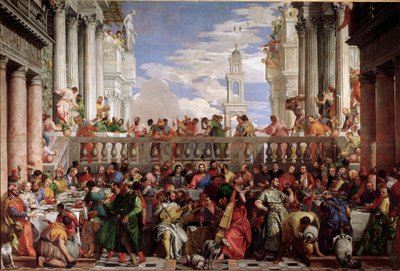 Mirakel forvandlingen av vann til vin. Detalj Marriage of Cana (olje på lerret av Veronese