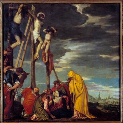 Golgata-maleriet av Paolo Caliari dit Paolo Veronese (1528-1588) Søn fra 1500-tallet. 1,02x1,02 m av Veronese