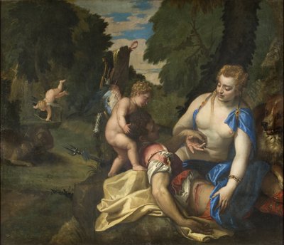 Venus pleurant Adonis - Venus Mourning Adonis, av Veronese, Paolo (1528-1588). Olje på lerret. Mål: 145x173,5 cm. Nationalmuseum Stockholm av Veronese