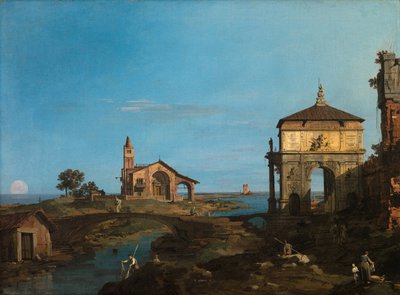 En øy i lagunen med en port og en kirke av (1697 1768) Canaletto