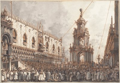 Giovedì Grasso-festivalen før hertugpalasset i Venezia av (1697-1768) Canaletto