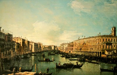 Canal Grande, Venezia, ser nordover fra nær Rialto-broen (olje på lerret) av Canaletto