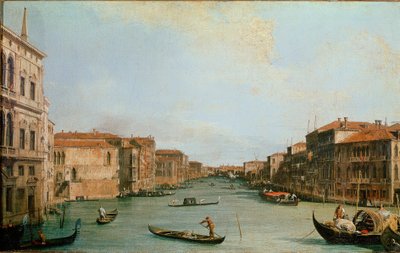 Canal Grande sett fra Palazzo Balbi (Il Canal Grande da Palazzo Balbi). Utsikt over Venezia langs kanalen. Maleri av Giovanni Antonio Canal kjent som Canaletto (1697-1768). Olje på lerret. Mål: 45x73 cm. Firenze, Uffizi-galleriet (Firenze, Uffizi av Canaletto
