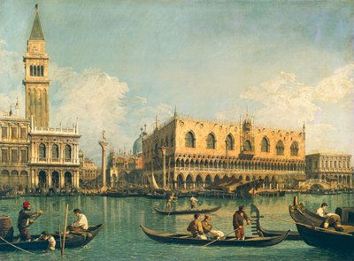 Moloen fra Bacino di San Marco på Kristi himmelfartsdag, av Giovanni Antonio Canal, kjent som Canaletto (1697-1768), Olje på lerret, 53,5x71 cm, 1730-1 av (1697-1768) Canaletto