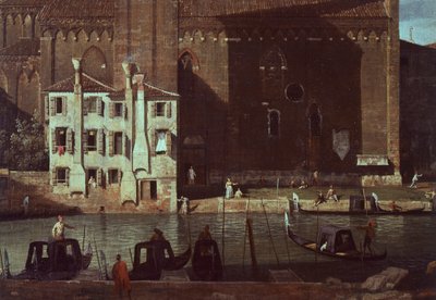 Der Hof des Steinmetzes auf dem Campo (Platz) San Vidal und die Kirche Santa Maria della Carità, um 1725 von (1697-1768) Canaletto