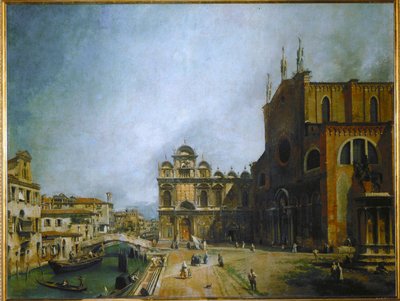 Plassen foran Santi Giovanni e Paolo, Venezia (maleri på lerret) av (1697-1768) Canaletto