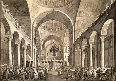 Venezianisches Fest, der neu gewählte Dogen von Venedig wird dem Volk in der Basilika San Marco vorgestellt von (1697-1768) Canaletto