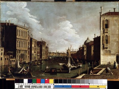 ""Utsikt over Canal Grande i Venezia"" (Venezia) Maleri av Giovanni Antonio Canal detto il Canaletto (1697-1768). 1700-talls museum for kunst av Mikalojus Konstantinas Ciurlionis, Kaunas, Litauen av Canaletto