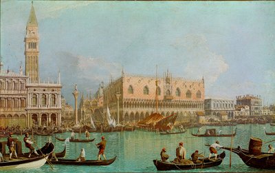 Muldvarpen med hertugpalasset i bassenget til Saint Mark. Utsikt over Venezia, Dogepalasset og Markusplassen tatt fra kanalen. Maleri av Giovanni Antonio Canal dit il Canaletto (1697-1768) av Canaletto