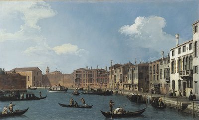 Utsikt over Santa Chiara-kanalen, Venezia, ca. 1730 (olje) av (1697 1768) Canaletto
