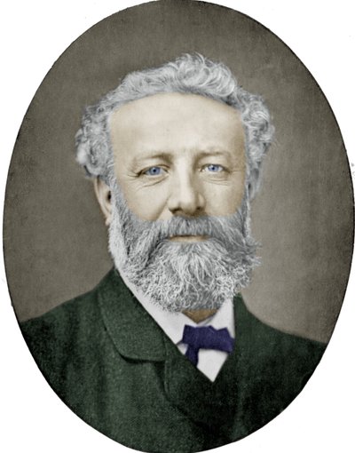 Jules Verne (1828-1905) fransk forfatter, fotografi av Nadar, fargelagt bilde av (1820 1910) Nadar