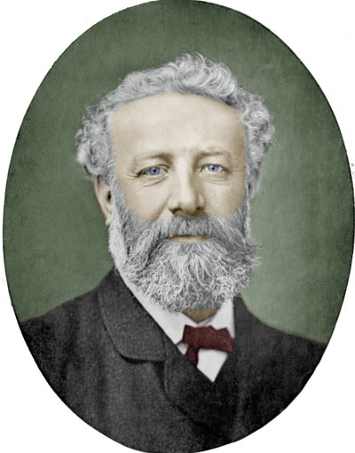 Jules Verne (1828-1905) französischer Schriftsteller, Fotografie von Nadar, koloriertes Bild von (1820-1910) Nadar