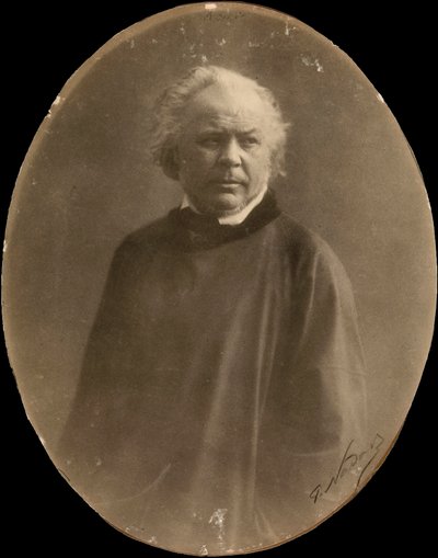 Portrett av maleren Honorè Daumier (s/hvitt foto) av Nadar