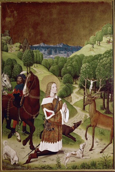 St Hubert-konvertering (olje på panel av (active c.1463 c.1490) Master of Wilten