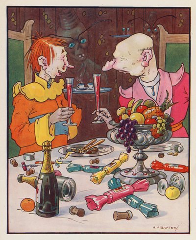 Illustrasjon for Gullivers reiser av Jonathan Swift (litho-farge) av (after) American School