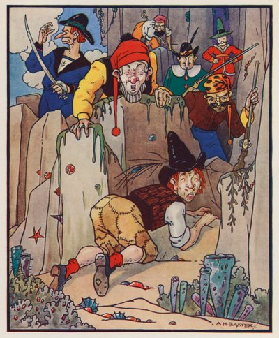 Illustrasjon for Gullivers reiser av Jonathan Swift (litho-farge) av (after) American School