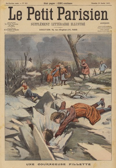 En modig ung jente (farge litho) av (after) Carrey