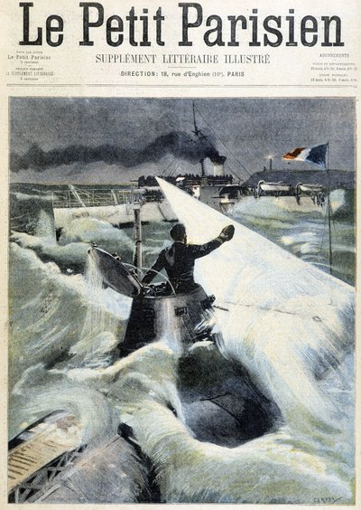 Opplevelse av ubåten "" Le Morse"" - i "" Le Petit Parisien"" fra 11.08.1901 av (after) Carrey