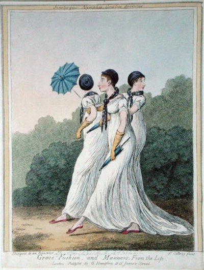 Grace, Fashion and Manners from Life, etset av James Gillray (1757-1815) utgitt av G. Humphrey (håndfarget etsning) av (after) English School
