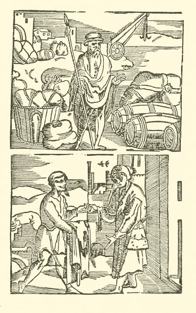 Illustrasjon for The Roxburghe Ballads (tresnitt) av (after) English School