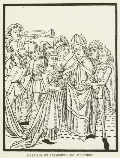Ekteskap med Raymondin og Melusine (gravering) av (after) English School