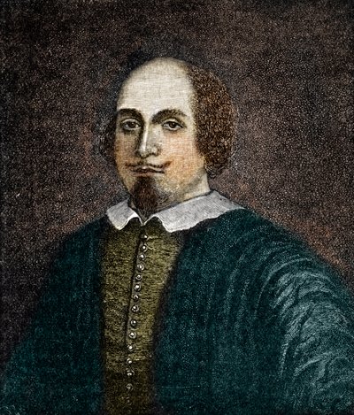 Portrett av den engelske dramatikeren William Shakespeare (1564-1616) Gravering etter et anonymt maleri fra 1700-tallet av (after) English School
