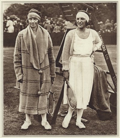 Kitty Godfree og Suzanne Lenglen (s/hvitt bilde) av (after) English photographer