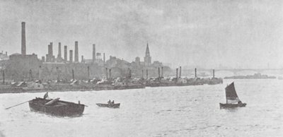 Elven og Steamboat Anchorage (s/h-bilde) av (after) English photographer