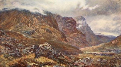 «De tre søstrene», Glencoe (fargelitografi) av (after) English photographer