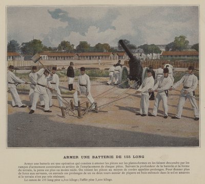 Armering av et 155 langt batteri (farget bilde) av (after) French Photographer